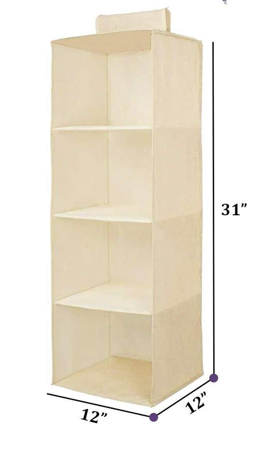 4 Shelves Non-Woven Fabric Hanging Storage Wardrobe Organizer